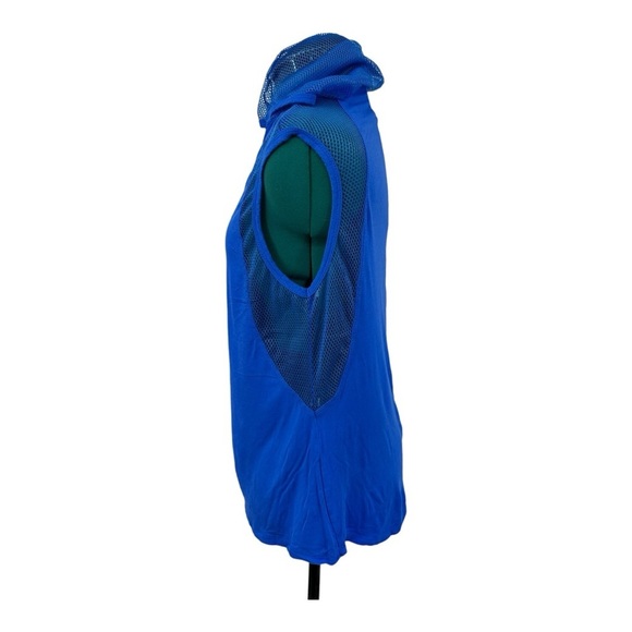 Women’s side mesh hooded athletic top in Royal Blue NWOT - Picture 2 of 6